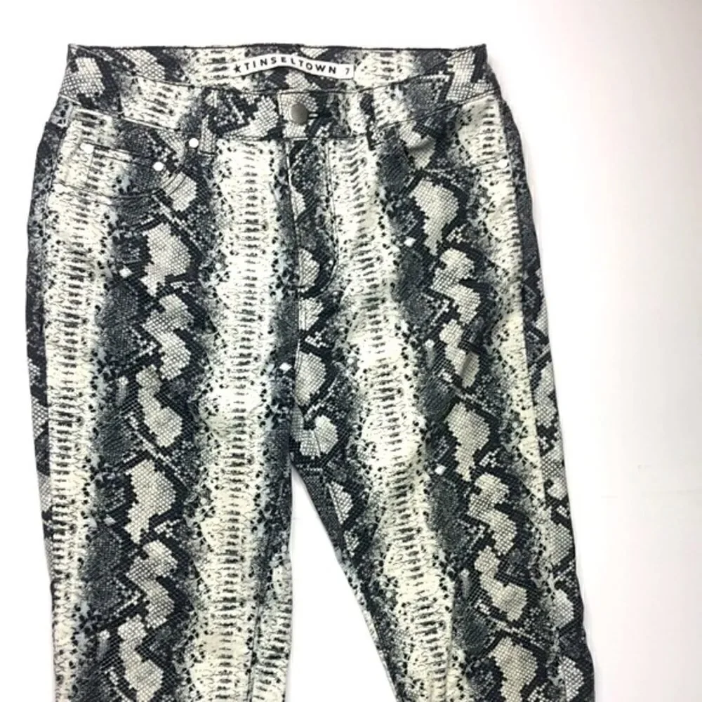 Tinseltown 7 Snakeskin Print Jeans – High Rise Stretch Skinny